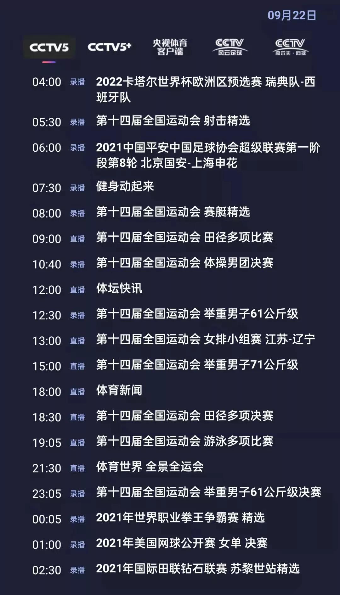央视体育今日节目单：全运会男篮(陕西-北京)，CCTV5+直播