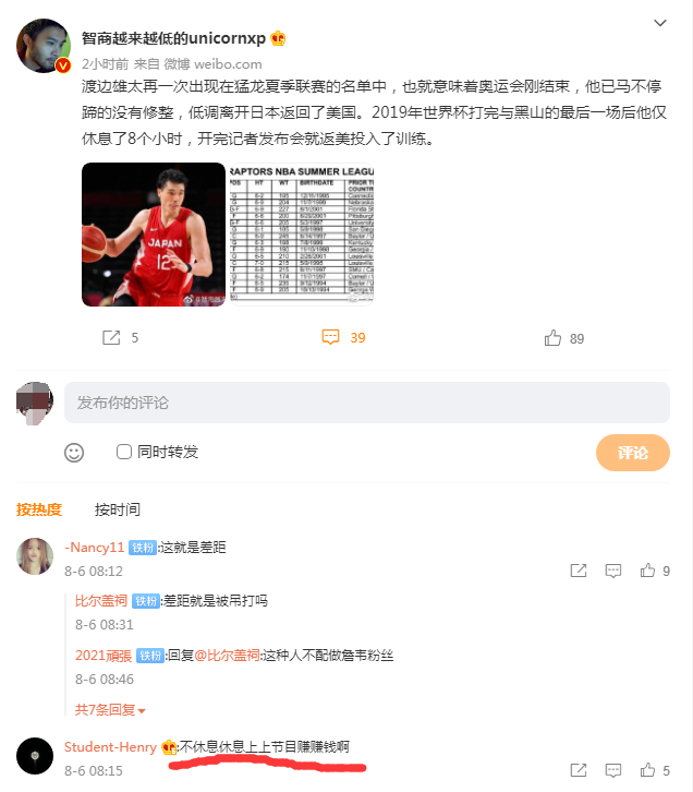 猛龙为什么可以参加nba(励志！渡边打完奥运立马返美参加NBA夏联 网友：不上综艺休息下？)