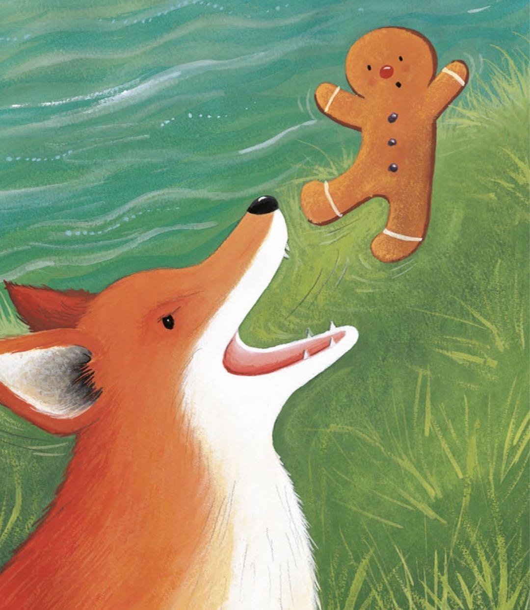 姜饼人的英文绘本版本众多,过河,被狡猾的狐狸吃掉,只是其中的一个