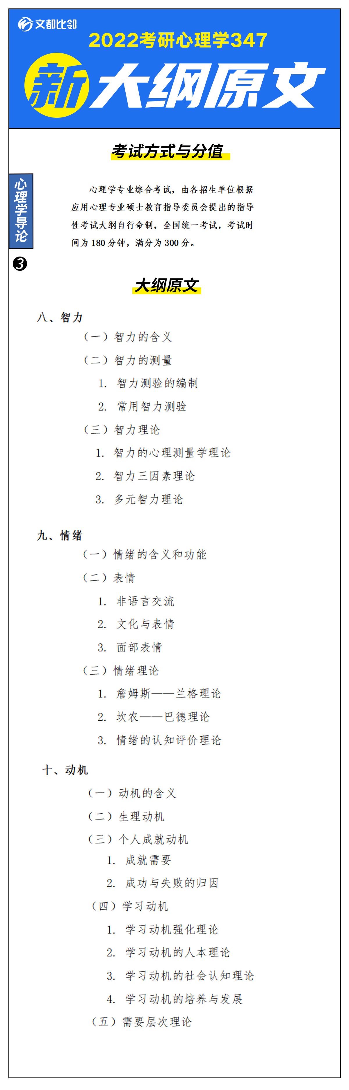 2022心理学考研347大纲原文（全）