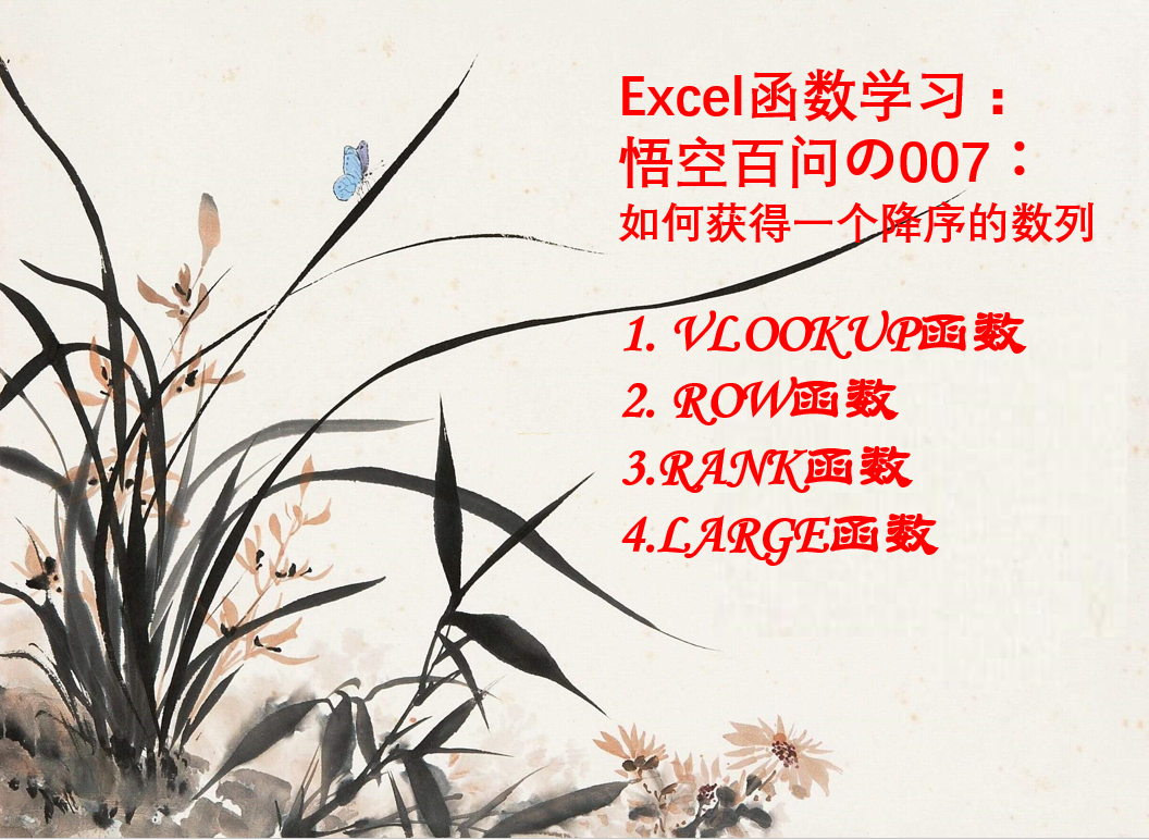 使用RANK函数对杂乱数列进行降序排名的方法