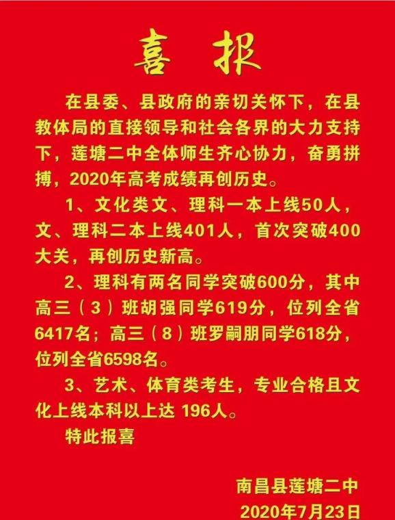 莲塘五中中考喜报图片