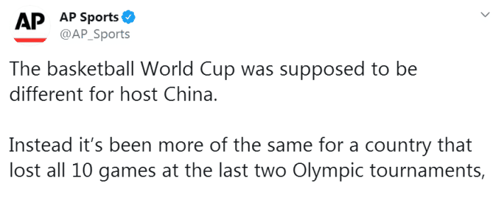 外國媒體評論籃球世界杯（外媒點評中國男籃世界杯出局：姚明無能為力 和奧運表現沒啥兩樣）