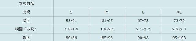 衣服尺码对照表参考手册