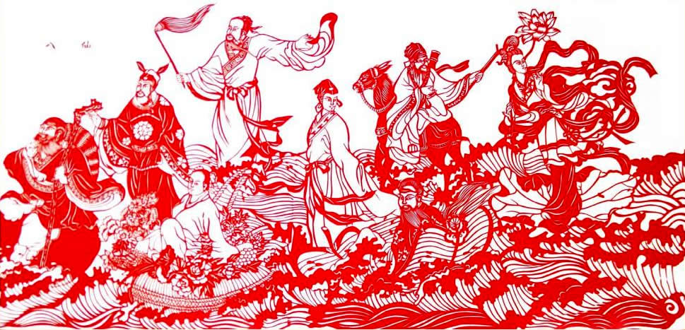 的厅堂叫寿堂;寿堂上供有西王母,麻姑献寿,东方朔,八仙等神仙寿星画像