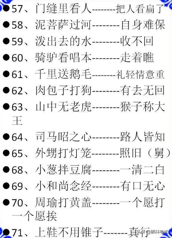 经典歇后语、谚语、千古名句大汇总，都是语文必会的基础知识