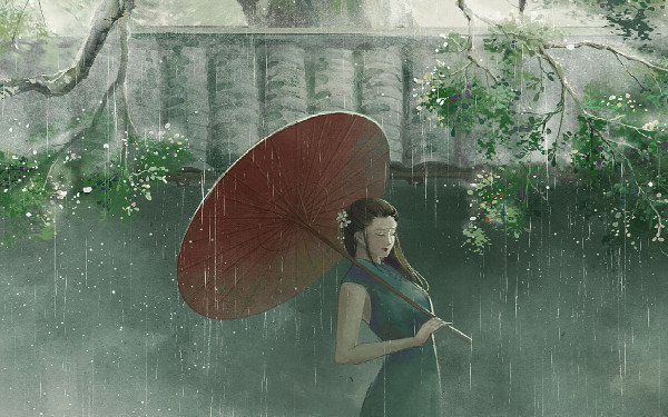 暴雨如怒龙倾天，雷震山河裂，古人心惊魂断，天地同泣，万木摧折如兵戈交锋。