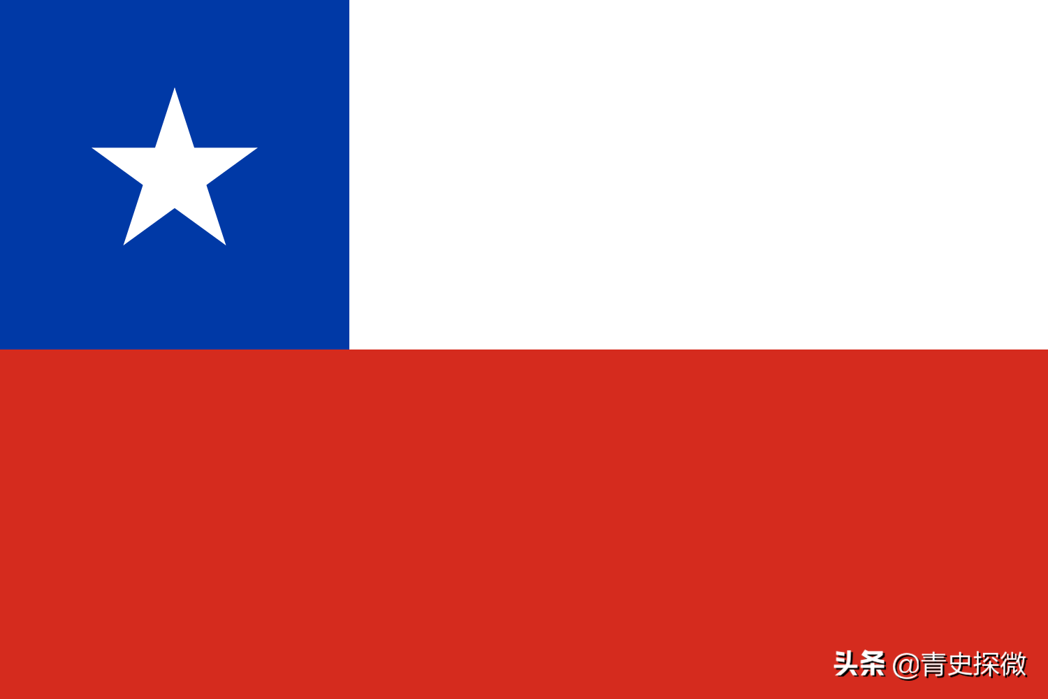 国旗:红色象征智利的独立和自由,白色象征安第斯山高峰的白雪,蓝色
