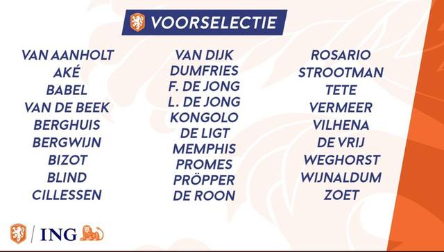 德容德佩德利赫特领衔(荷兰队公布欧国联决赛阶段名单 范戴克德容领衔 7人来自欧冠4强队)