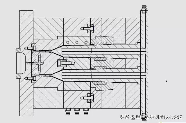 这个经典模具结构：4 面滑块+动模缩芯，无数人搞不定