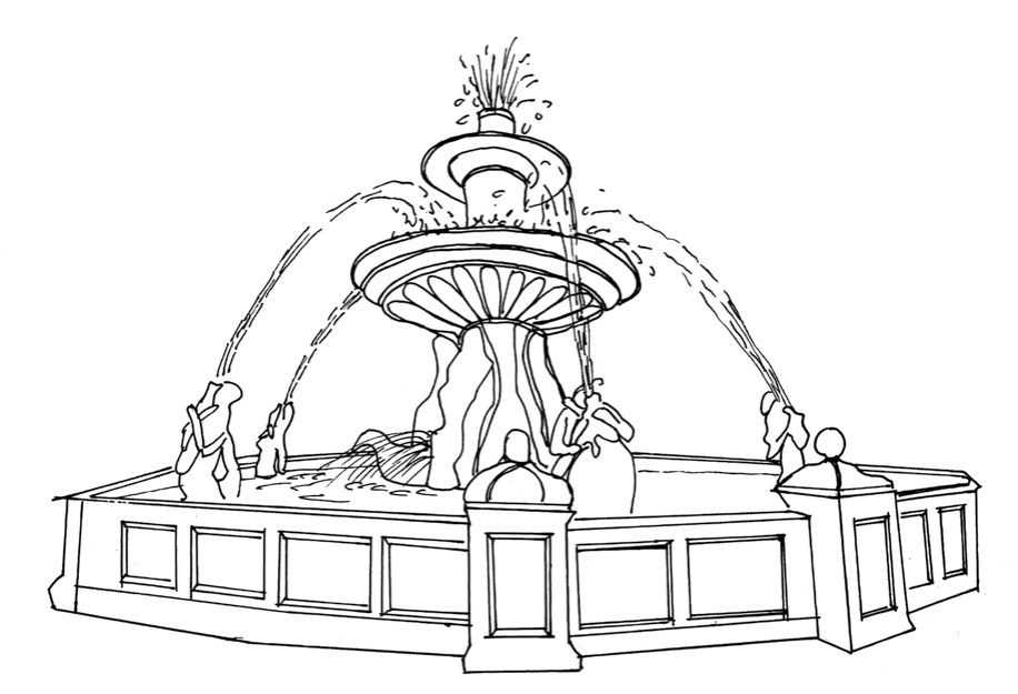 喷泉画法图片