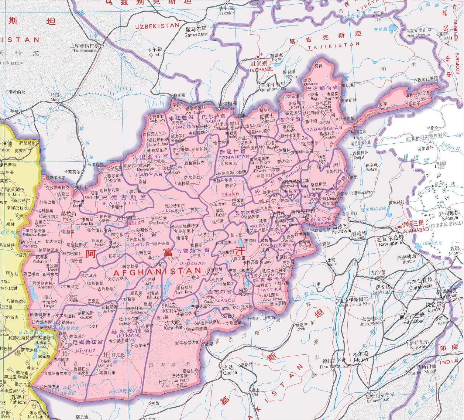 阿富汗与中国哪里接壤走廊阿富汗与中国交界地图