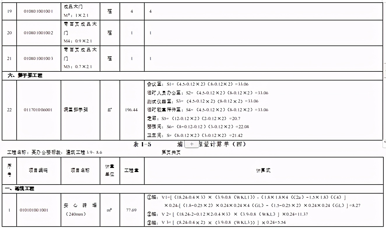 某办公楼工程量清单编制实例