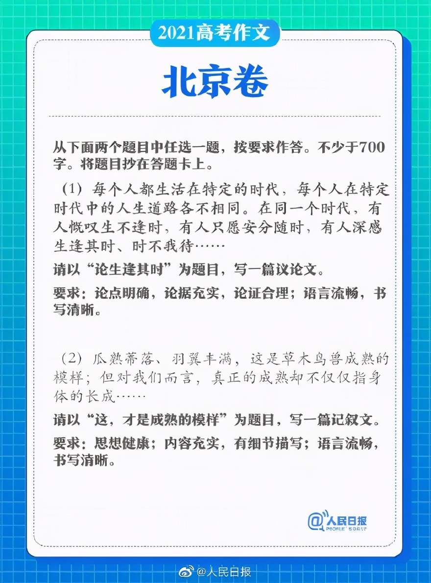 21全国各地高考作文出炉！你觉得今年的高考作文题目难吗？