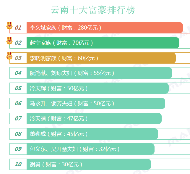 2019年云南10大富豪排行榜