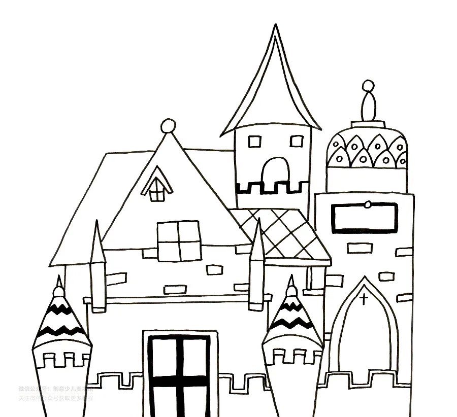 城堡简笔画童话图片