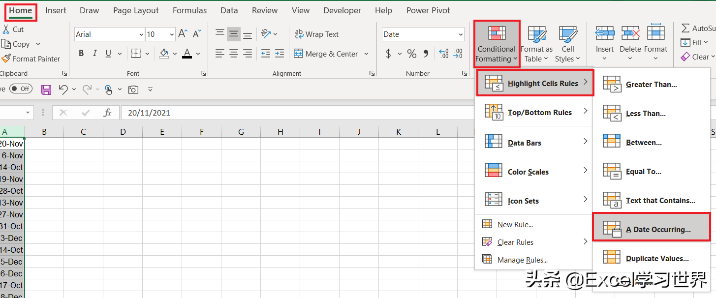 Excel 中那么多未排序的日期，如何自动标出下个月的所有日期？