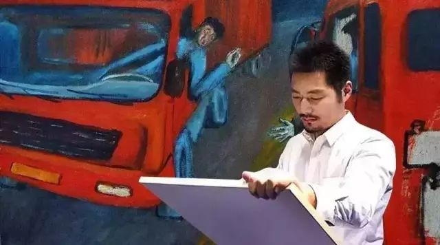 卡车图片儿童画(80后货车司机不务正业沉迷绘画，如今一幅画12万还在国外办展)