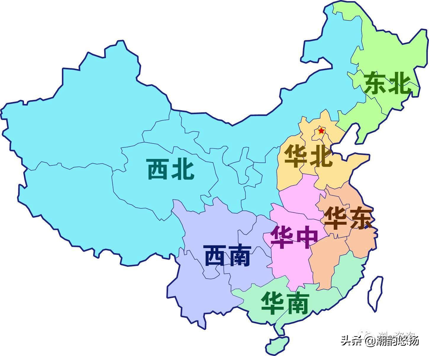 中国行政区域划分 中国34省轮廓图简图