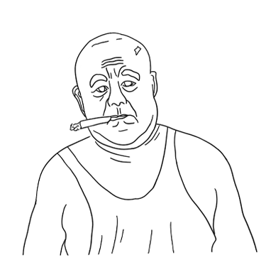 光头壮实大叔 中华田园斗牛犬