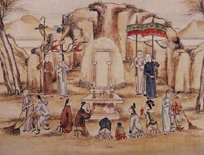中国古代丧葬习俗，人死后口里含东西，至今亦有沿袭