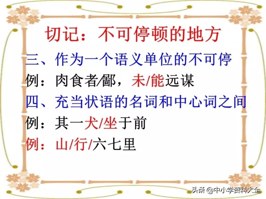 中考复习：文言文句子朗读节奏划分(共28张PPT)（附电子版）