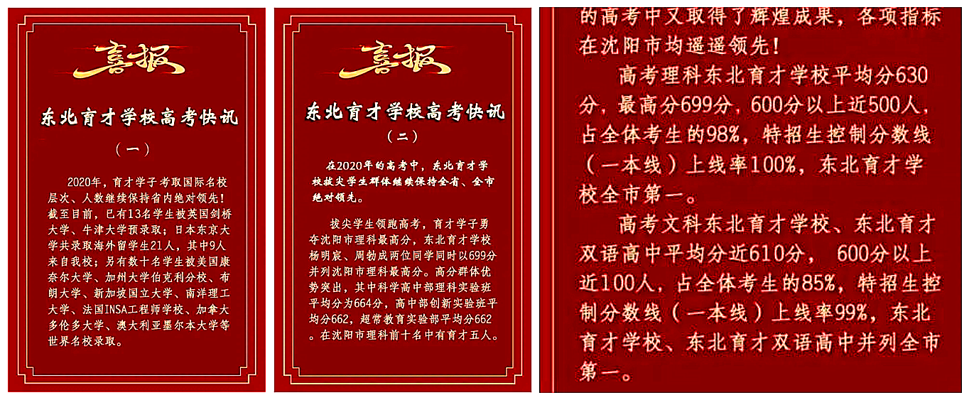 东北育才2017高考成绩（沈阳各高中2020年高考喜报）