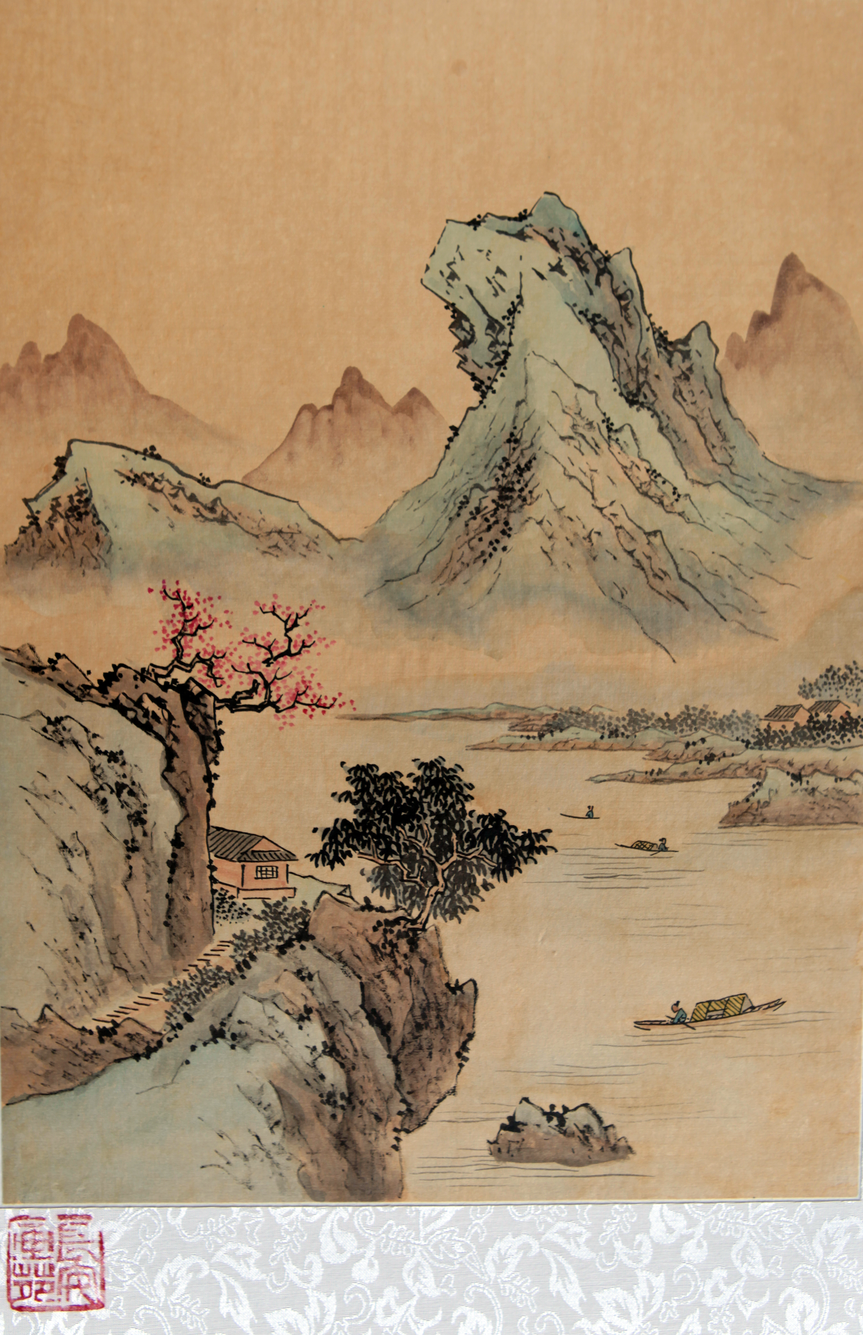 《春溪行舟图》画评:这幅作于上世纪七十年代的浅绛细笔山水作品《春