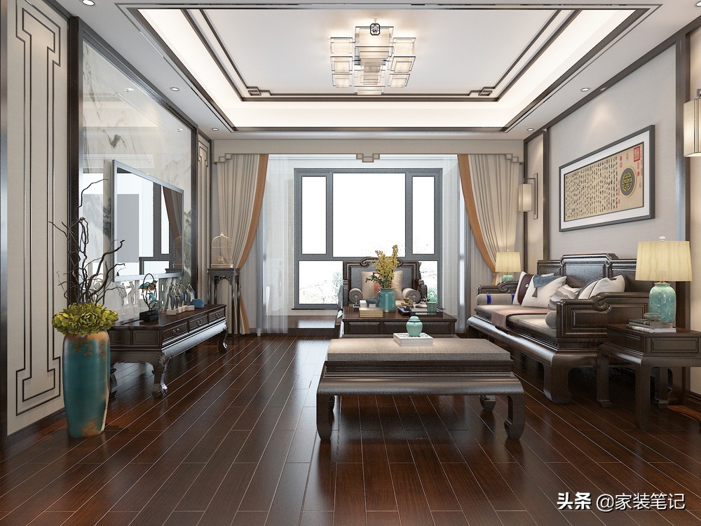 长沙130㎡新中式夫妻厅堂装修设计