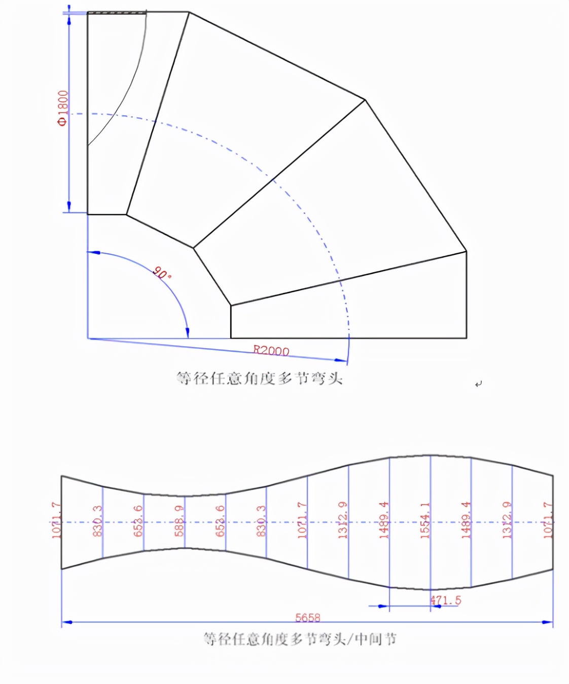 90度弯头图放样怎样画