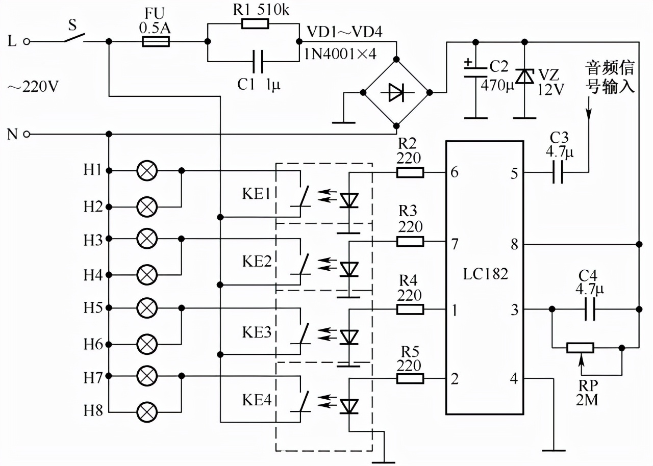 霓虹灯闪光电路26,应急照明灯电路27,微光调光定时有线遥控器电路28