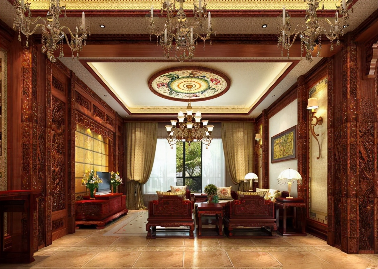 这才叫中式风，218㎡古典别墅，里面的红木装修太美了