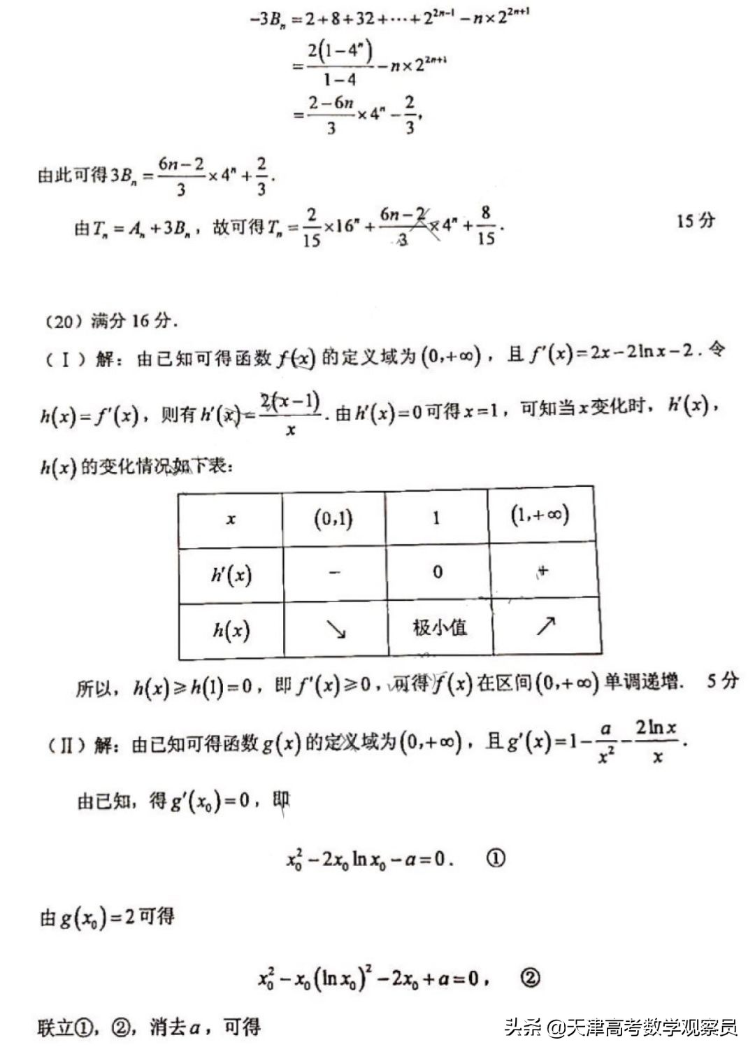 天津市新高考适应性考试（数学试卷+评分原则）