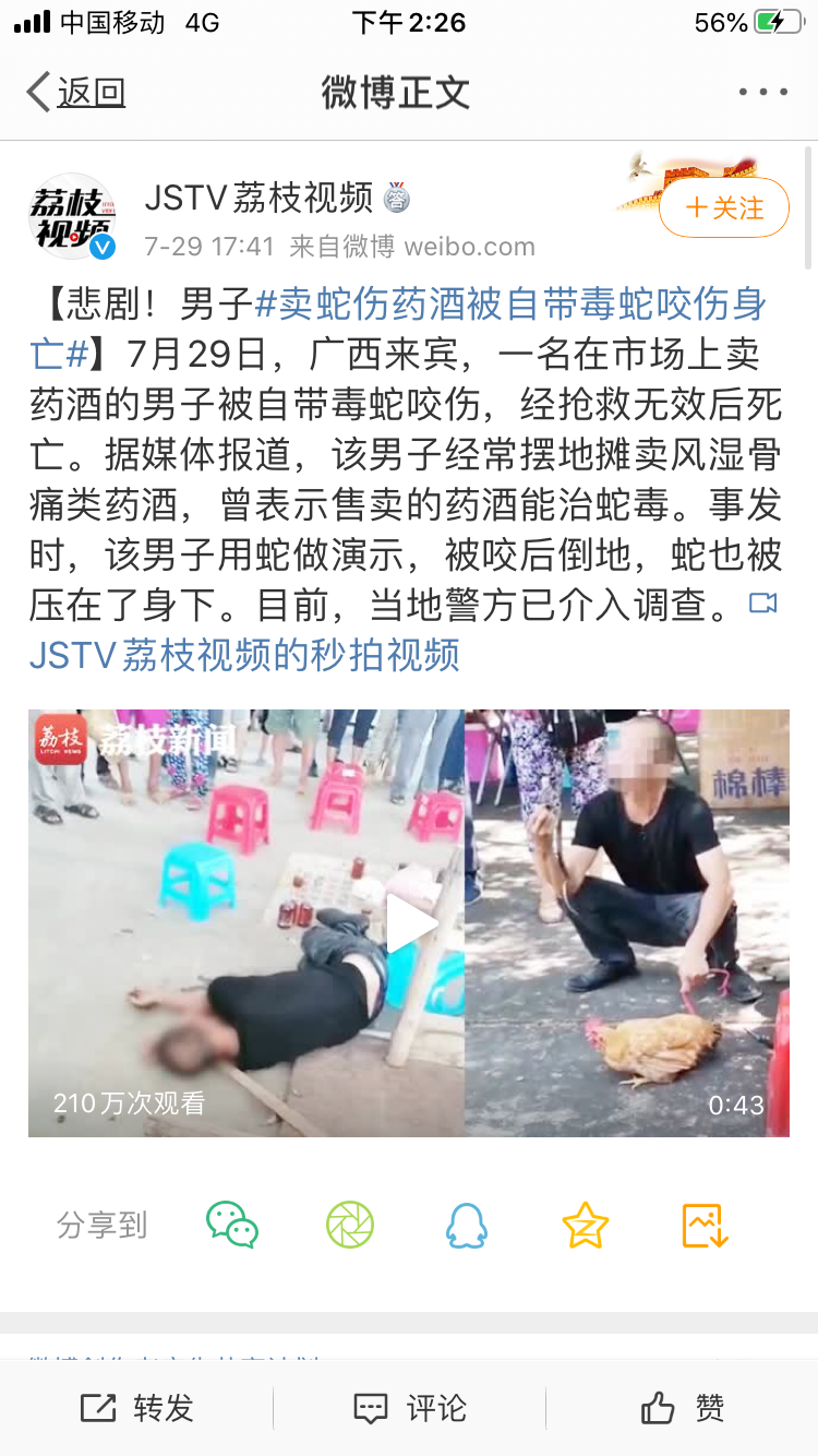 卖蛇伤药酒郎中被蛇毒死，中医药酒到底怎么回事？