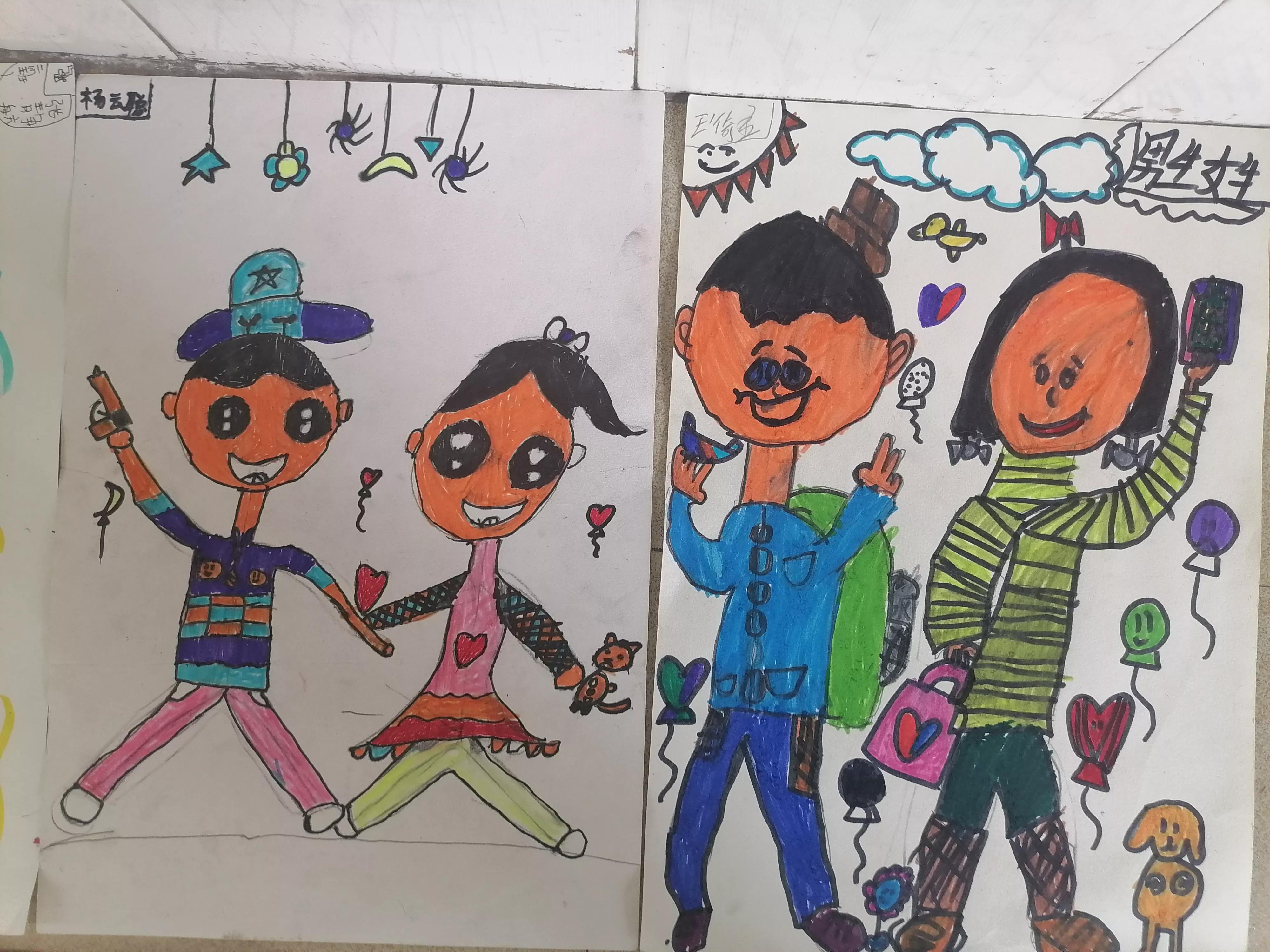 二年级课堂绘画原创作品《快乐的舞蹈》