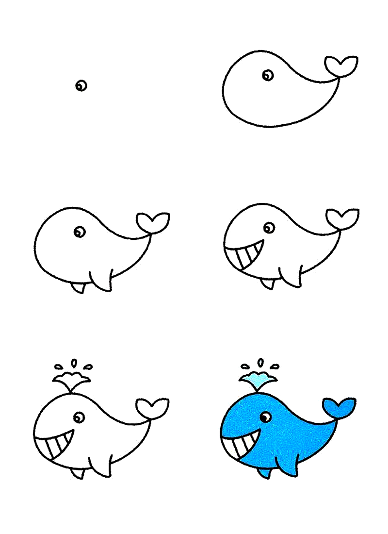 4步就能画各种鱼的简笔画,非常适合零基础入门教程