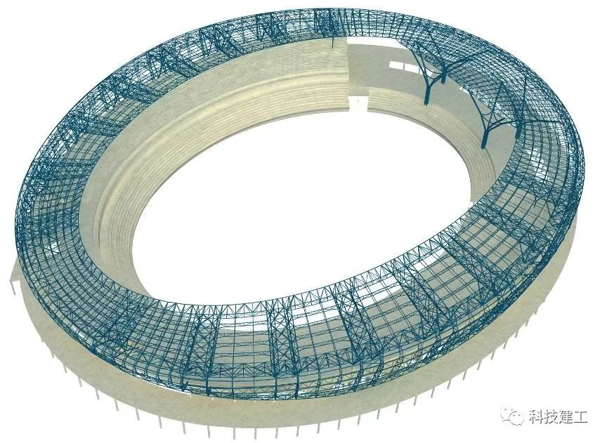足球场跑道外圈多少米(体育场径向环形大悬挑钢结构综合施工技术研究)
