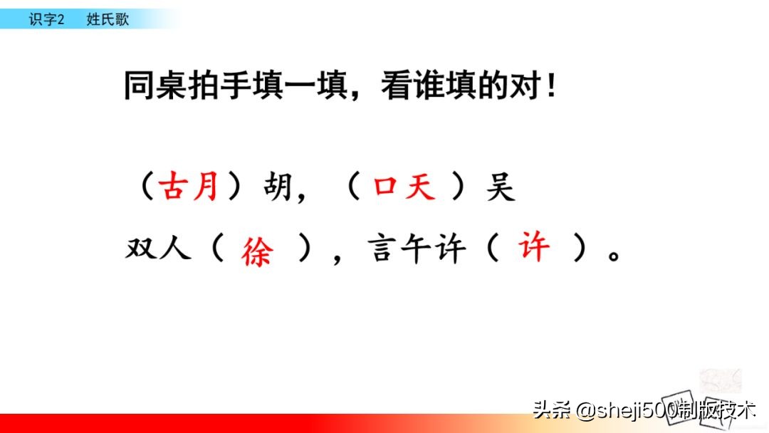【预习】部编版一年级语文下册识字2《姓氏歌》知识点+图文讲解