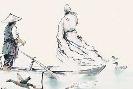 诗人李白站在船上的画图片
