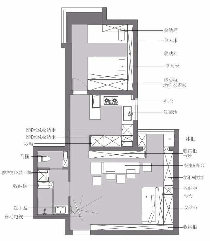 58㎡一居巧妙变两居,极致收纳+大客厅+步入式衣帽间这设计太牛了