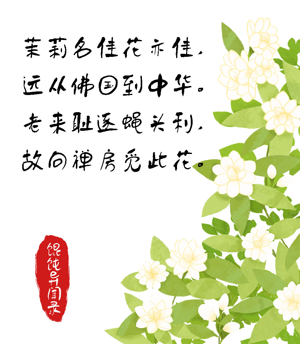 秋燥饮茉莉，白首君莫离；茶香沁心脾，梦回唐宋元明清