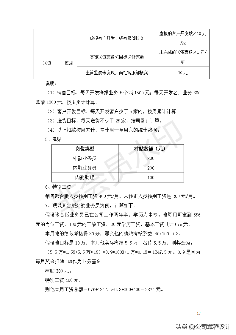 公司薪酬制度-非常全面（内含各权重参数及表格）