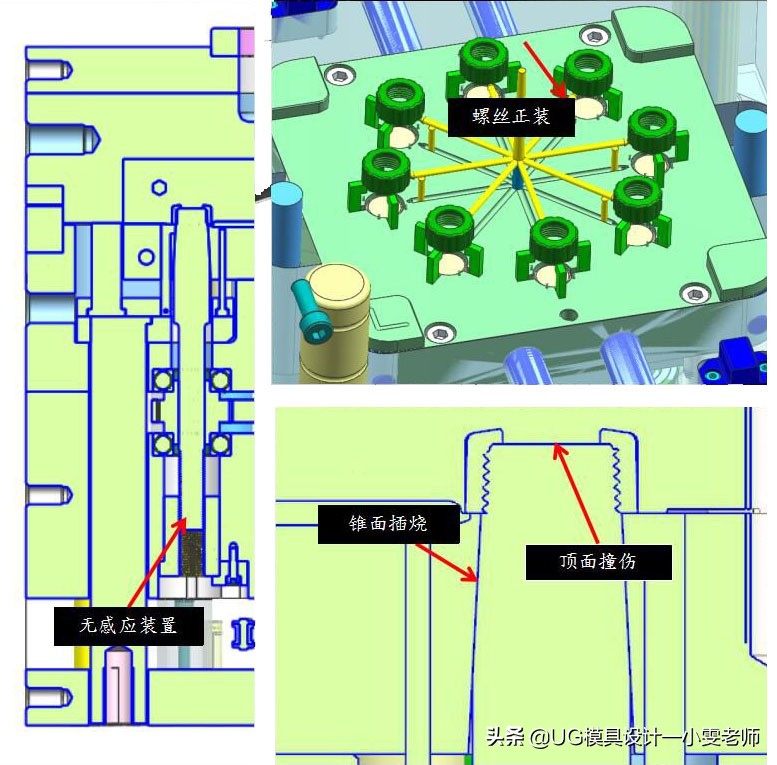 塑胶模具设计，洗洁精内螺纹盖脱模设计，同类产品可参考下