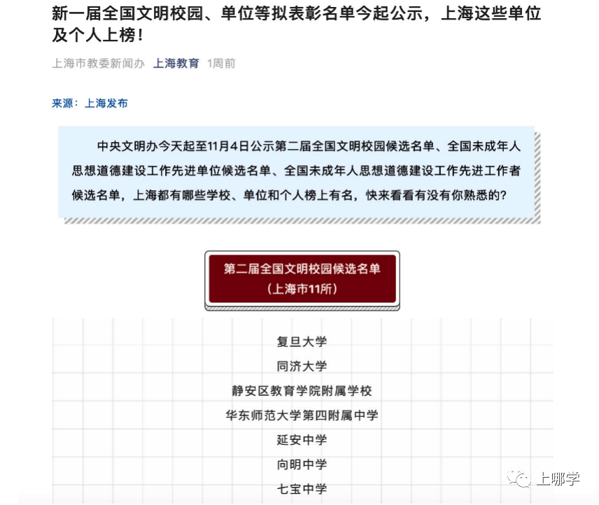 喜讯！上海8所中小学获得“国字号”荣誉