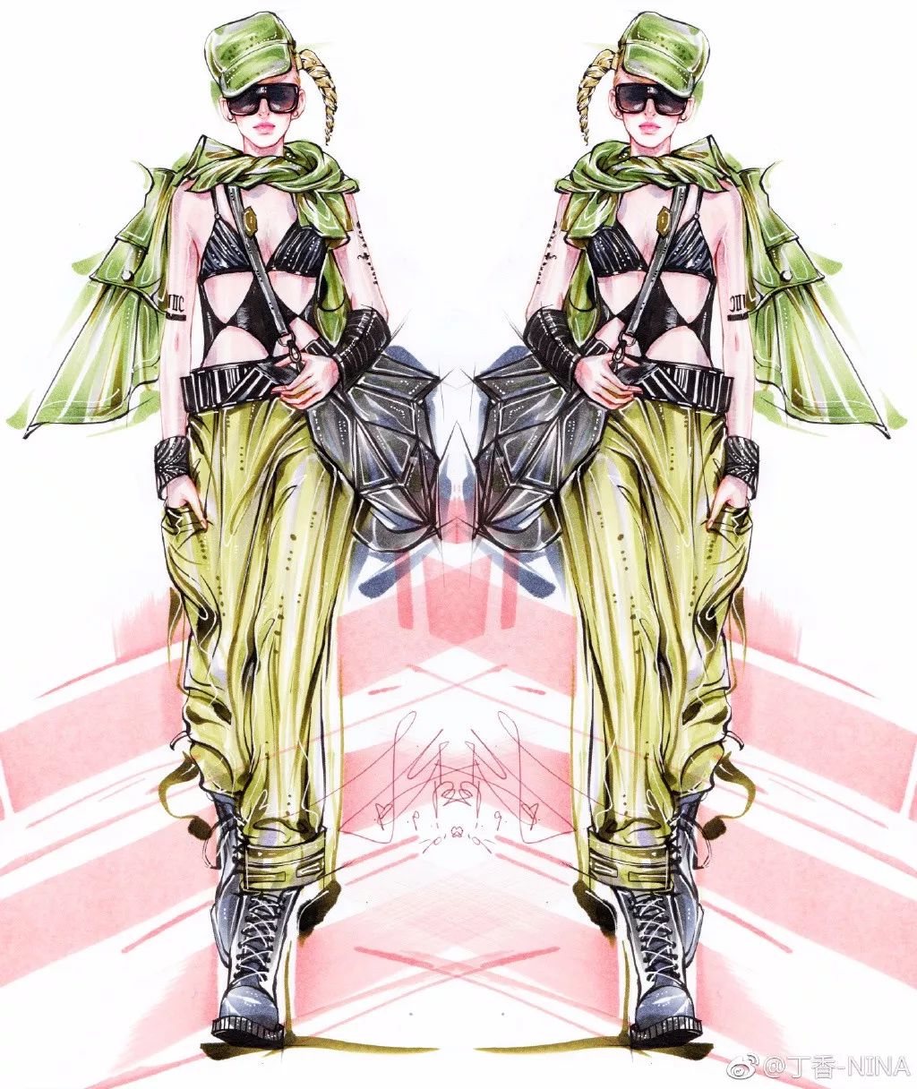 比例正确,细节画清楚上色时还可以结合亮片,指甲油,水彩皮肤用马克笔