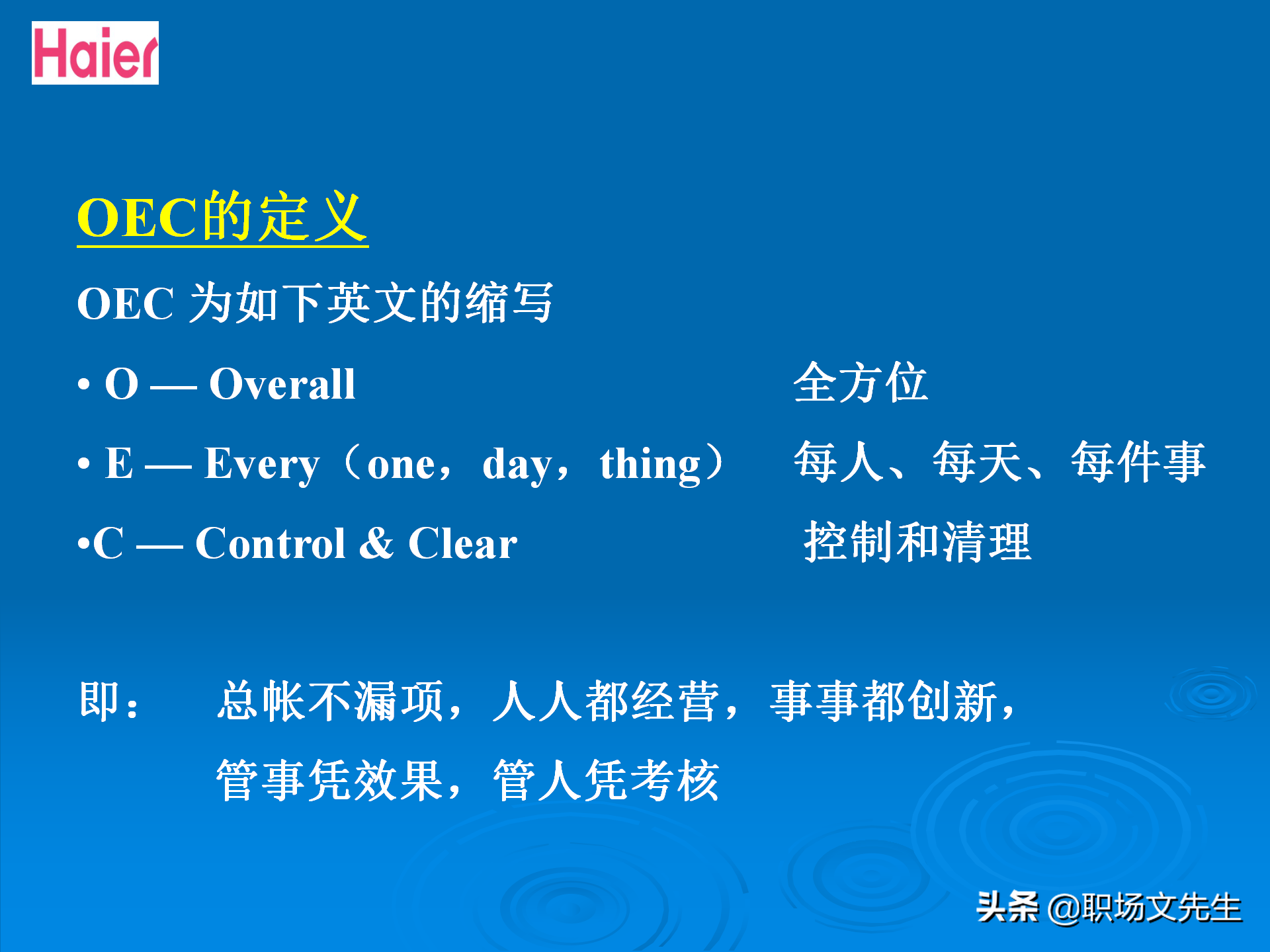 日事日毕，海尔告诉你真实的管理模式：48页海尔的OEC管理