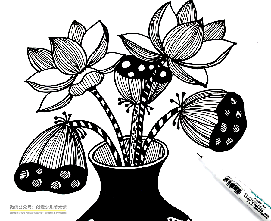 线描画《花瓶》的几种画法