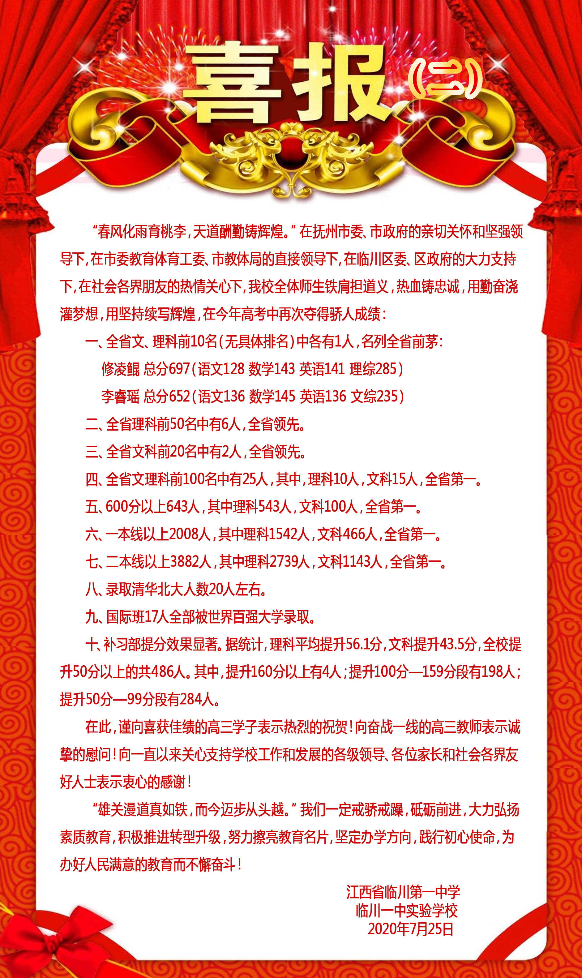 2020年江西高考，南北差距巨大，文理科前20名90%归北方