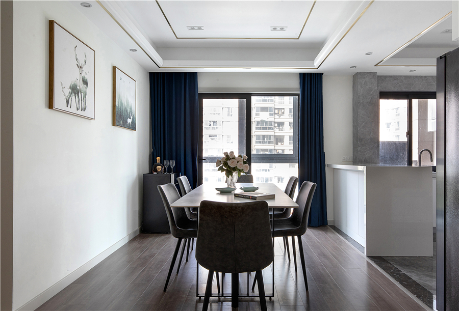 200㎡现代风设计，开放式厨房+餐厅+吧台，轻松自然的生活