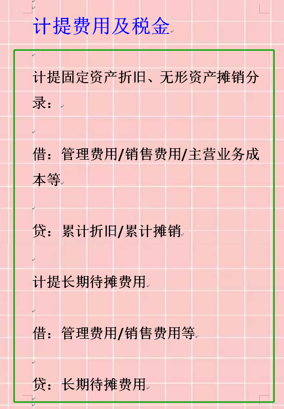 最全会计月末结转流程（计提、结转、摊销）会计分录，供大家参考